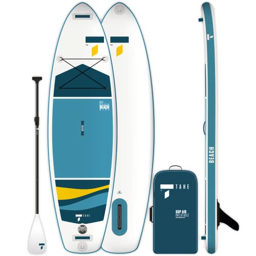 TAHE Beach Premium aufblasbares SUP Paddelboard Komplettpaket inkl. Pumpe, Board, Paddel, Leine, Flosse
