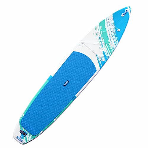 Sportime SUP Board Seegleiter Pro | Aufblasbares iSUP Stand Up Paddle Board aus zweilagigem PVC | Drop Stitch Fäden, doppelverstärkten Kanten| Größe 10'8 o. 12'6