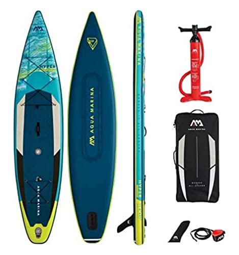 Aqua Marina , Touring Stand Up Paddle Board aufblasbar im Set Hyper iSUP Blau 12’6” Stand-Up Paddling SUP-Board 381 x 81 x 15 cm