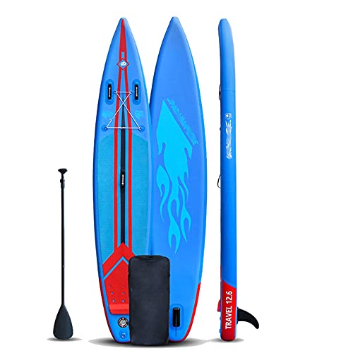 12 'Double-Layer aufblasbares Stand Up Paddle Board Kohlefaser SUP Competition Surfbrett für Erwachsene für alle Schwierigkeitsgrade Alles inklusive, einschließlich Pumpe, Paddel, Rucksack