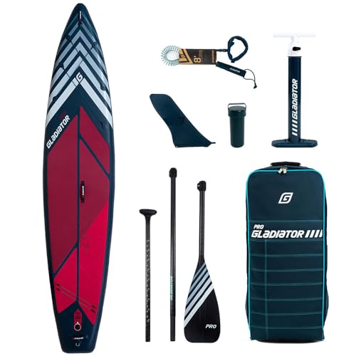 Campsup SUP Gladiator Pro 12'6 Touring Aufblasbares Stand Up Paddle Board | 381 x 81 x 15 cm | Surfboard für Einsteiger & Fortgeschrittene mit zubehör | Tragkraft bis 150 Kg