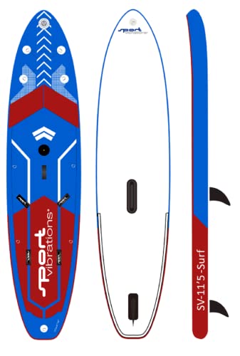 Sport Vibrations 11'5' SURF Multisport x 31' x 6' Wind SUP Standup Paddel Board, SUP aufblasbar inkl. SUPwave.de Coil-Leash Stand up Paddle Board iSUP Sport Vibration