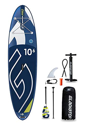 Gladiator PRO 10'6 SUP Stand-Up-Paddle-Board – Premium-Paket inklusive Paddel, Tasche, Pumpe und Flosse