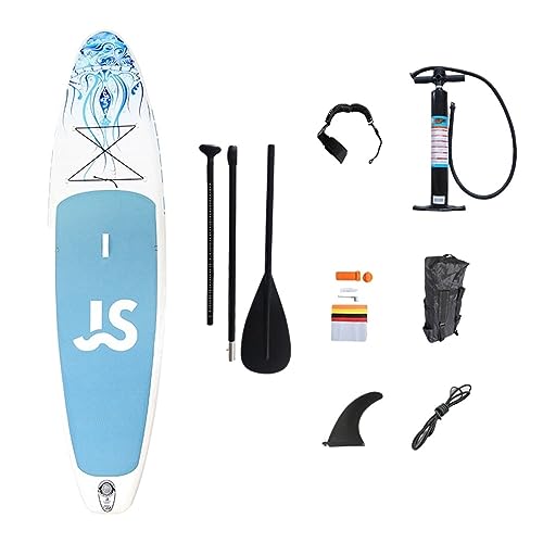 HONGSHAOROU Surfbrett April Blue Wood Double Layer Boards Aufblasbares stabiles Stand-Up-Paddle-Board 11 Fuß 33 Zoll Outdoor-Erholung