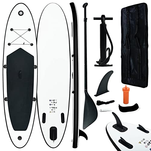 Aufblasbares Stand Up Paddle Board Set, LAPOOH Paddle Accessories, Paddle Board Für Anfänger, Stand Up Paddleboard, Schwarz und Weiß