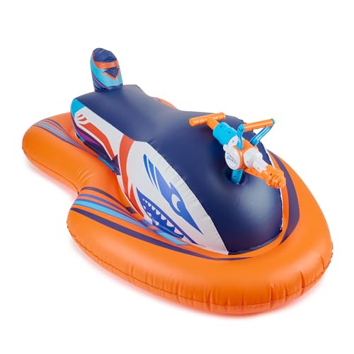 Nerf Super Soaker Stormforce Ride-On Racer - Aufblasbarer Pool Float mit Pool-Fed Mega Water Blaster