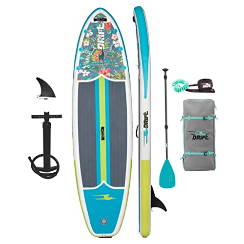 OUZIGRT Drift 10'8' Inflatable Stand Up Paddle Board, SUP with Accessories | Coiled Leash, Pump, Lightweight Paddle, Fin & Backpack Travel Bag, Native