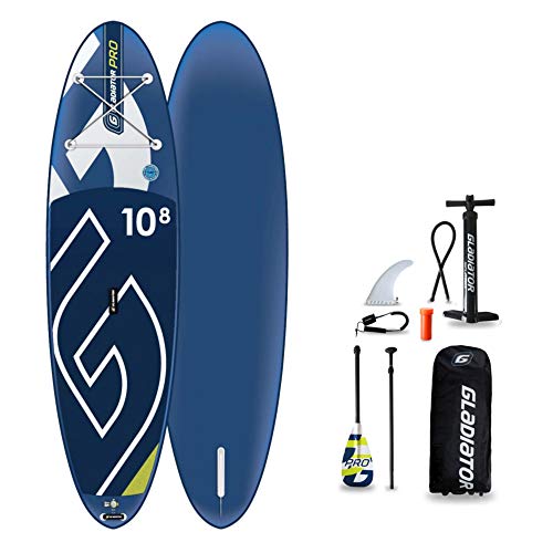 Gladiator PRO 10'8 SUP Stand-Up-Paddle-Board – Premium-Paket inklusive Paddel, Tasche, Pumpe und Flosse