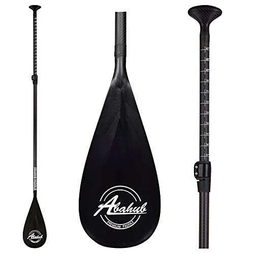 Abahub 3-Piece Carbon SUP Paddles, Lightweight Stand-up Paddle Oars for Paddleboard, Adjustable Carbon Fiber Shaft 68' - 84', Black Plastic Blade + Paddle Bag