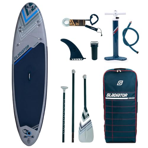 Campsup SUP Gladiator Origin 10'8 Aufblasbares Stand Up Paddle Board | 325 x 86 x 15 cm | Surfboard für Einsteiger & Fortgeschrittene mit zubehör | Tragkraft bis 120 Kg