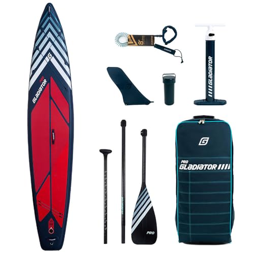 Campsup SUP Gladiator Pro Light 12'6 Aufblasbares Stand Up Paddle Board | 381 x 76 x 12 cm | Surfboard für Einsteiger & Fortgeschrittene mit zubehör | Tragkraft bis 90 Kg