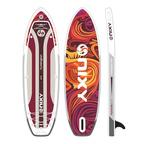 NIXY Huntington Aufblasbares Stand Up Paddle Board - Premium Compact SUP, langlebig und leicht 9 '6' x 32' x 6' iSUP, Reisetasche, Carbon Hybrid Paddel, Handpumpe, Leine… (Maui)