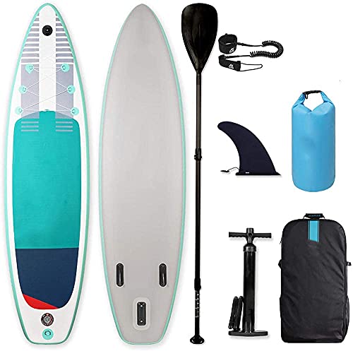 Aufblasbares Stand Up Paddle Board Surfen SUP mit verstellbarem Paddel/Handpumpe/Trockensack/Reiserucksack/Flossen/Leine