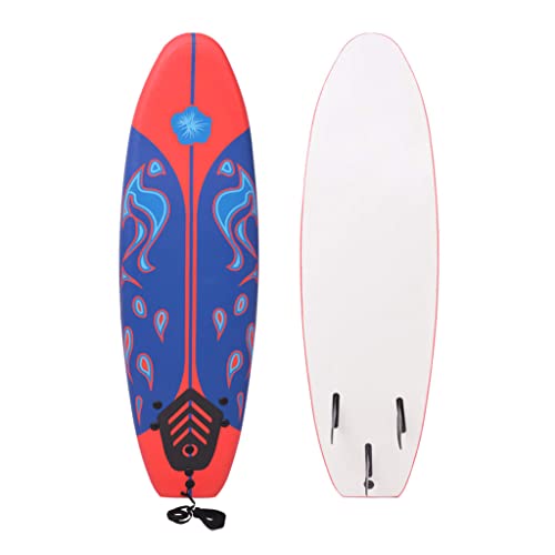 vidaXL Surfboard mit Traktionspad Stand Up Paddle Surfbrett Wellenreiter SUP Board Paddelboard Paddling Surf-Board Blau Rot 170cm 90kg