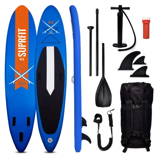 SUPRFIT Stand Up Paddling Board, SUP Board als aufblasbares Komplett-Set, Stand Up Paddle Board mit doppelter PVC Schichtung, Stand-Up Paddling, Standup Paddleboard - 330 x 78 x 15 cm bis max.150 kg