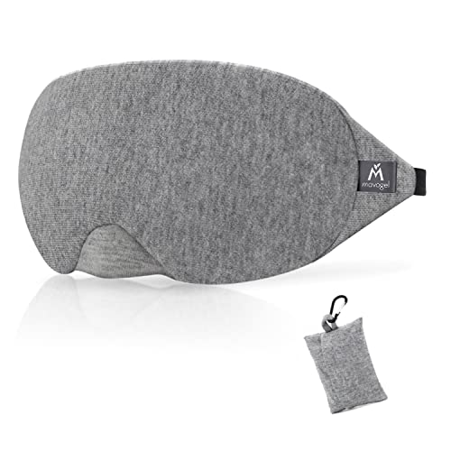 Mavogel Schlafmaske aus Baumwolle – aktualisiertes Design, lichtblockierende Augenmaske, weich und bequem, Schlafbrille für Herren und Frauen, für unterwegs, Schichtarbeit, inklusive Reisetasche