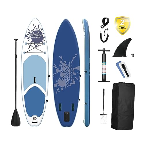 Simple Deluxe Aufblasbares Stand-Up-Paddle-Board, blau, 15,2 cm dickes SUP mit Premium-Zubehör und Tragetasche für alle Schwierigkeitsstufen, Stehboot für Jugendliche und Erwachsene
