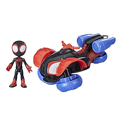 SPIDEY AND HIS AMAZING FRIENDS Marvel Verwandelbarer Techno-Racer und Miles Morales Spider-Man Action-Figur, ab 3 Jahren, 10 centimeters