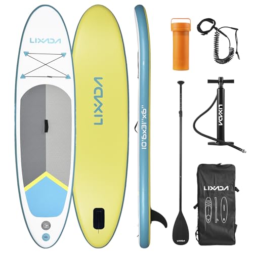 Solinder inflatable paddle board Aufblasbares Paddle-Board zum Aufstehen für Erwachsene, 15,2 cm dick, SUP-Paddleboard, Wassersport, Surf-Set mit Verstellbarer Paddelpumpe, Reiserucksack