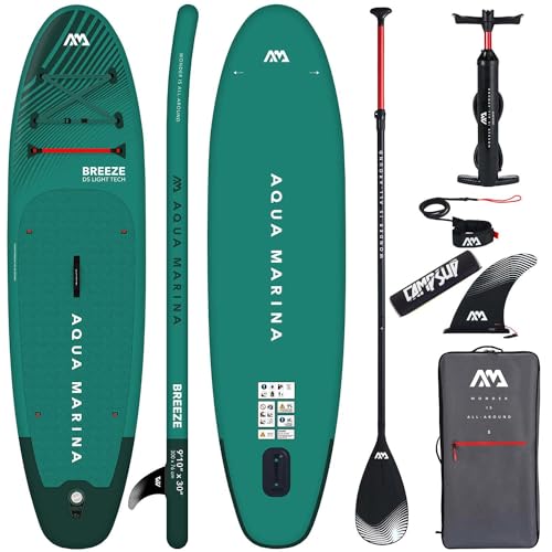 Campsup SUP Aqua Marina Breeze 9'10' Floater Aufblasbares Stand Up Paddle Board | 300 x 76 x 12 cm | Surfboard für Einsteiger & Fortgeschrittene mit zubehör | Tragkraft bis 100 Kg