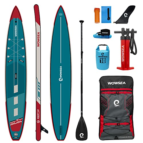 WOWSEA Swift S2 Aufblasbares Paddelboard, langlebiges und stabiles SUP-Board, schönes iSUP-Board für Wasserübungen und professionelle Paddler (Grün, 35.6 cm)