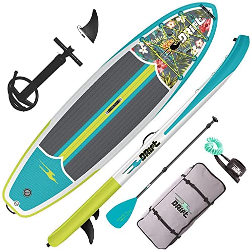 OUZIGRT Drift 10'8' Inflatable Stand Up Paddle Board, SUP with Accessories | Coiled Leash, Pump, Lightweight Paddle, Fin & Backpack Travel Bag, Native