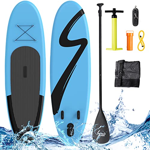 Suntric SUP Board Set, Aufblasbares Stand Up Paddle Board, Größe 10 'x 32' x 6', 6 Zoll Dick, Komplettes SUP Zubehör, für Einsteiger, Surf Yoga, Wassersport,blau