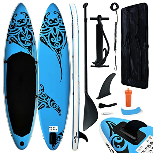 Aufblasbares Stand Up Paddle Board Set, LAPOOH Stand Up Paddleboard, Paddle Accessories, 366x76x15 cm Blau