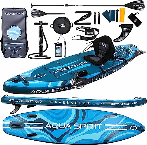 Aqua Spirit SUP Aufblasbares Stand-Up Paddle Board 2023 | 320x81x15cm | Kompletter Kajak-Umbausatz mit Paddel, Rucksack, Pumpe und weiterem Zubehör | Erwachsene Anfänger/Experten | 2 Jahre Garantie