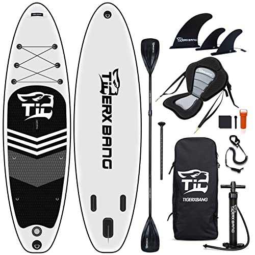 TIGERXBANG SUP Board Stand Up Paddle Board |320x82x15cm | für Erwachsene/Kinder| ISUP-Surf-Komplettset| mit Doppelpaddel