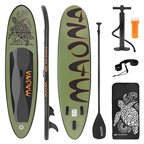 ECD Germany Aufblasbares Stand Up Paddle Board Maona | 308 x 78 x 10 cm | Olive | PVC | bis 120kg | Pumpe Tragetasche Zubehör | SUP Board Paddling Board Paddelboard Surfboard | Verschiedene Modelle
