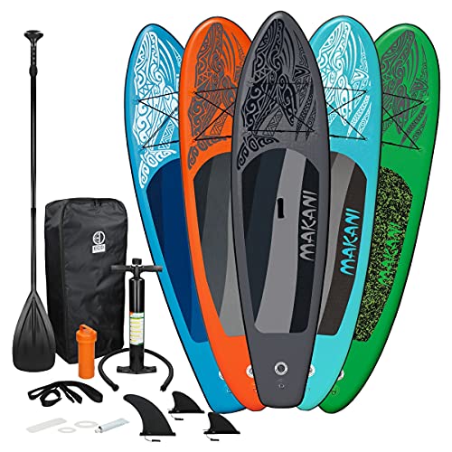 ECD Germany Aufblasbares Stand Up Paddle Board Set Makani Blau, 320x82x15 cm, aus PVC, bis 150 kg, Alu-Paddel, Komplettes Zubehör, SUP Board Paddling Board Paddelboard Surfboard Surfbrett Paddelbrett
