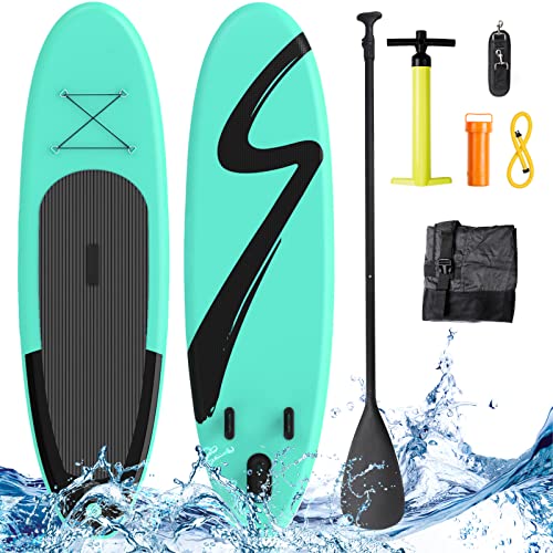 Suntric SUP Board Set, Aufblasbares Stand Up Paddle Board, Größe 10 'x 32' x 6', 6 Zoll Dick, Komplettes SUP Zubehör, für Einsteiger, Surf Yoga, Wassersport,grün
