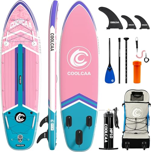 COOLCAA Stand Up Paddling Board mit Premium SUP Zubehör, Tragkraft bis 180kg, SUP Board für Erwachsene und Jugendliche Aller Niveaus