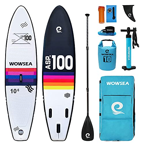 WOWSEA Rainbow R1 Stand Up Paddle Board, Langlebiges und Stabiles Jagen SUP Board Aufblasbar, Angeln Paddel Board, 325cm L x 80cm W x 15cm H mit iSUP Zubehör (Regenbogen)