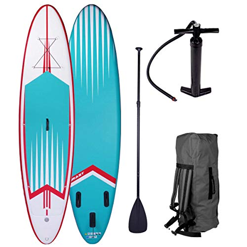 BRAST SUP Board Pro | Aufblasbares Stand up Paddle Set | 320cm viele Modelle | incl. Zubehör Paddel Pumpe Rucksack | Blau Orange Rot Türkis Weiß | 320 türkis