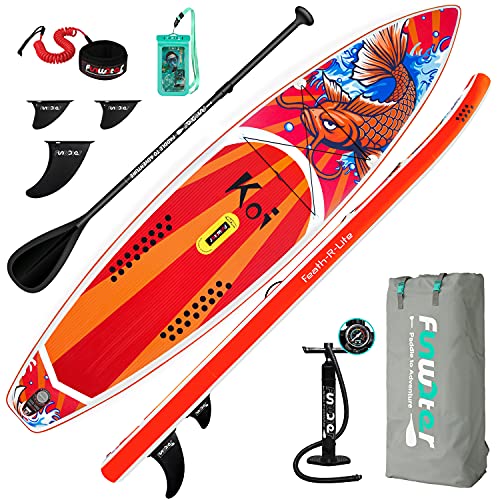 FunWater SUP Aufblasbares Stand Up Paddle Board Complete Inflatable Paddleboard Accessories Adjustable Paddle, Pump, ISUP Travel Backpack, Lead, Waterproof Bag