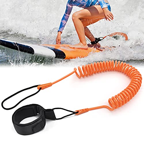 Tusenpy 10 ft Surf Leash,Einziehbares Surfboard Leash,Sicherheitsleine Surfbrett Fußseil für Stand Up Paddle Board (Orange)