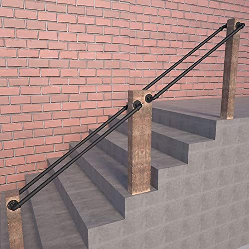Treppenhandlauf (1 Fuß - 20 Fuß). Schmiedeeiserne Handläufe für Treppengeländer, Wandhalterung, rutschfeste Geländerstützstange für Loft-Korridor, Handlauf für Treppen, Veranda, Deck, Schwarz (Größe: