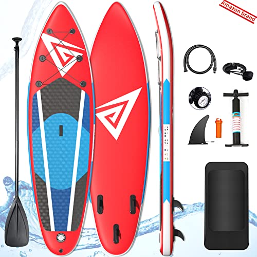 Amazon Brand - Eono Aufblasbare Stand Up Paddle Board 6 Zoll Dick Mit Premium-SUP-Zubehör - Tragetasche - Bottom Fin für Paddeln - Surf Control - Non-Slip Deck
