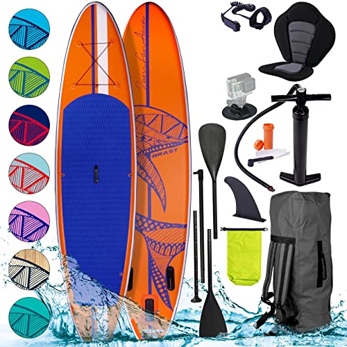BRAST SUP Board Shark | Aufblasbares Stand up Paddle Set | 300-365cm viele Modelle | inkl. Zubehör...