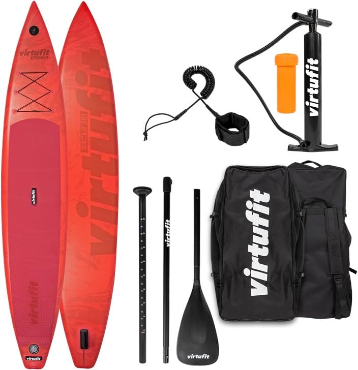 Virtufit Supboards - SUP Board - Aufblasbares Stand up Paddle - Viele Modelle (Racer - Rot)