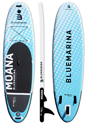 Bluemarina Stand Up Paddling Board aufblasbar Moana | 𝟓 𝐉𝐀𝐇𝐑𝐄 𝐆𝐀𝐑𝐀𝐍𝐓𝐈𝐄 - Bis 130 kg Tragkraft - 305x75x15 cm - Stand Up Paddle Set - Aufblasbares SUP Board - Surfbrett (305x75x15cm)