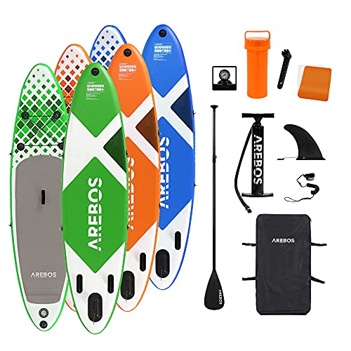 Arebos SUP Board | Stand up Paddling | Surfboard | 320 cm | aufblasbar | Double-Layer | Alu-Paddel |...