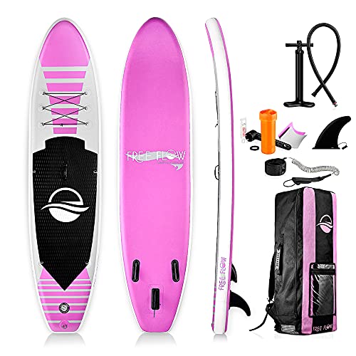 SereneLife Premium aufblasbares Stand-Up-Paddle-Board (15.2 cm dick) mit SUP-Zubehör & Tragetasche, breiter Ständer, rutschfestes Deck für Jugendliche & Erwachsene, Stehbretter