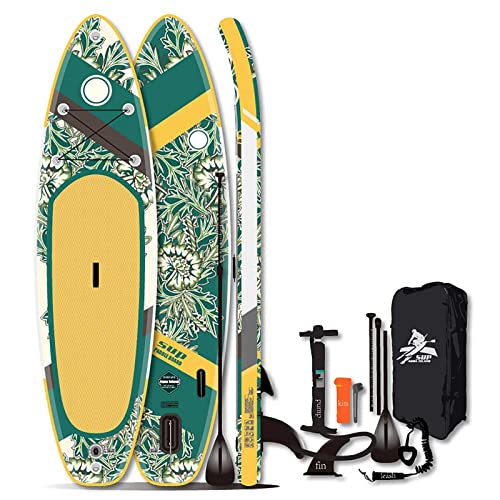 Stand Up Paddle Board, Aufblasbares Stehpaddelbrett mit Paddel, Pumpe Und Reparaturset, Tropischer Blumendruck Sup Board für Anfänger und Profis