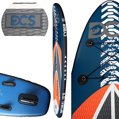 DCS SUP Board - Neti Set Stand Up Paddle Surf Board aufblasbar Paddelboard Surfbrett (702 Blau/Gelb, 305cm)
