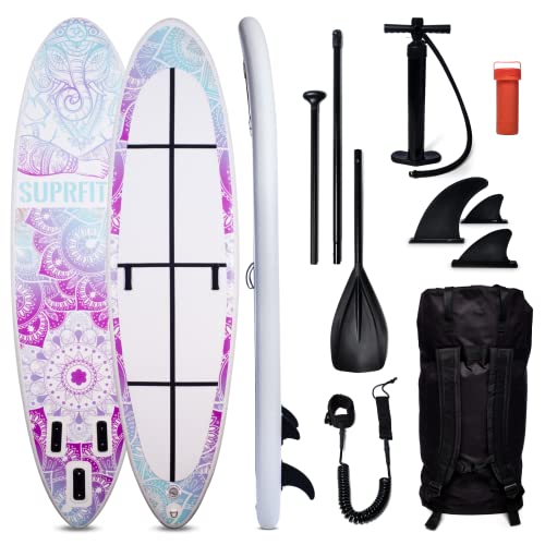 SUPRFIT Stand Up Paddling Board, YOGA SUP Board als aufblasbares Komplett-Set, Stand Up Paddle Board mit doppelter PVC Schichtung, Stand-Up Paddling, Standup Paddleboard: 335 x 83 x 15 cm - max.150 kg