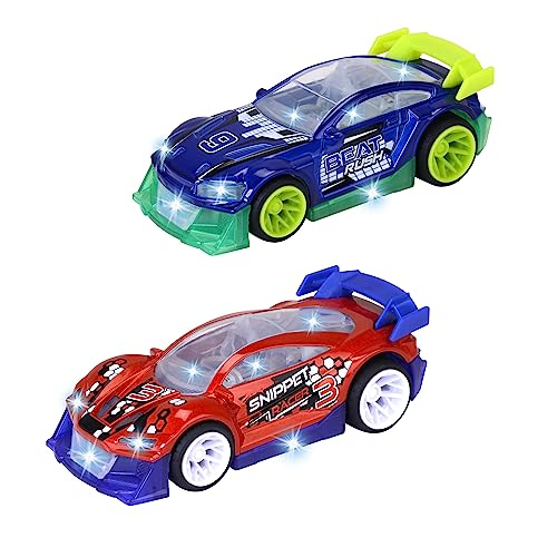 Dickie Toys - Spielzeugauto Midnight Racer (14cm) - Streets N BEATZ Auto mit Metallkarosserie, Rückzugsmotor, Licht & Musik, für Kinder ab 3 Jahre (2 Modelle, zufällige Auswahl)