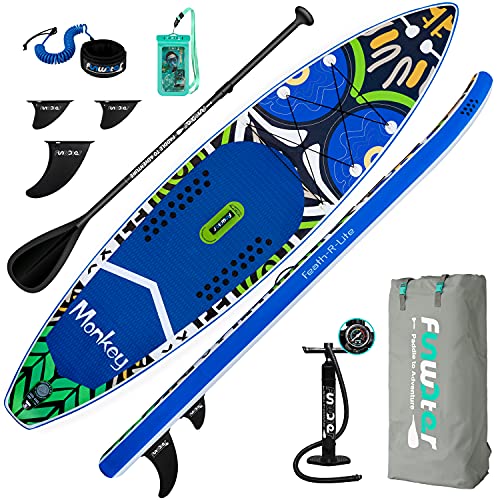 FunWater Aufblasbare Stand Up Paddling Board 335x83x15 cm SUP Complete Inflatable Paddleboard Accessories Adjustable Paddle, Pump, Surfbrett ISUP Travel Backpac, Lead, Surfboard Waterproof Bag
